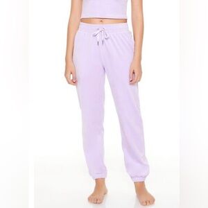 Forever 21 Soft Cozy Velour Lounge Pajamas Drawstring Jogger Pants Lavendar M